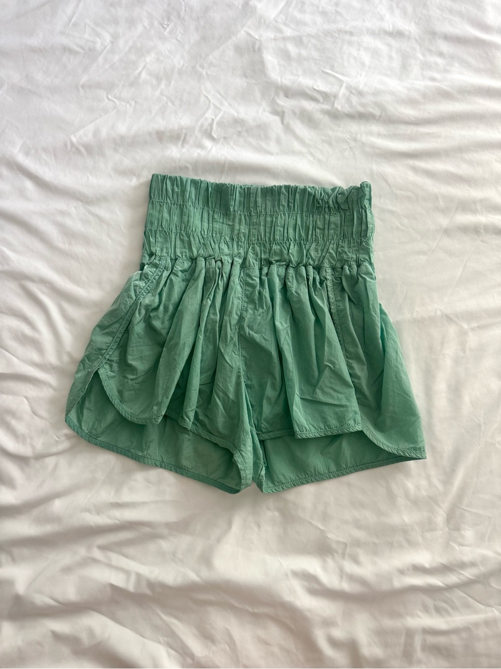 FP Movement by Free People Mint Green High-Waist Smocked Shorts